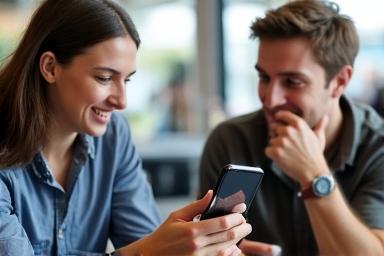 Menschen interagieren authentisch mit einem Smartphone